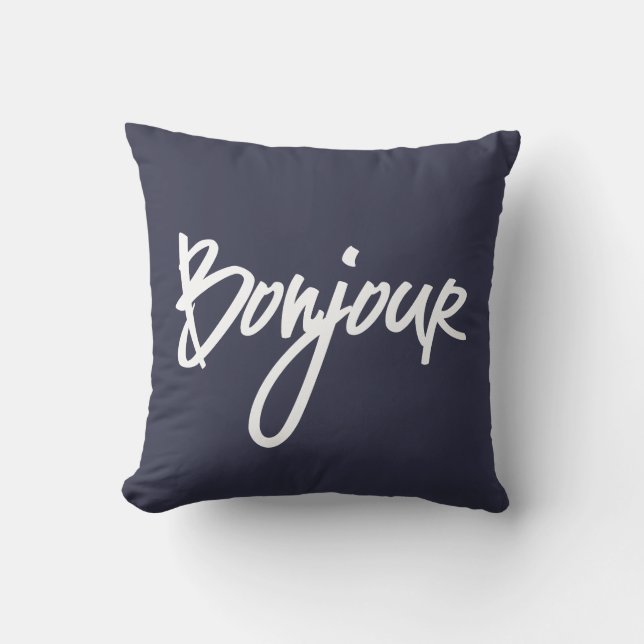 Bonjour Script (White) voor overs van Frankrijk Kussen (Voorkant)