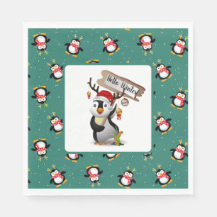 Bonjour serviettes en papier Manchots d'hiver