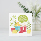 Bonjour Spring Garden Flowers Carte de voeux (Debout devant)