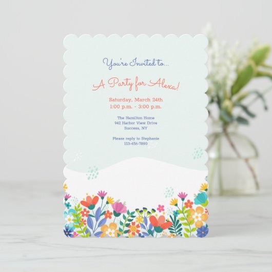 Bonjour Spring Party Invitation (Debout devant)