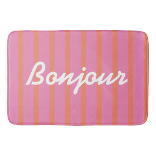 Bonjour Striped Pink Badmat