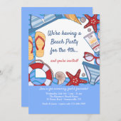 Bonjour Summer Beach Party Invitations (Devant / Derrière)