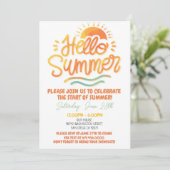 Bonjour Summer Party Invitation Sun Summer Orange (Debout devant)