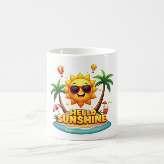 Bonjour Sunshine Cartoon Tropical Mug (Centre)