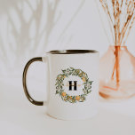 Bonjour Sunshine | Citrus Monogram Cafe Mug<br><div class="desc">Design personnalisé tendance. Ces tasses font le cadeau parfait. Ajoutez votre libellé personnalisé à cette conception à l'aide des cases "Modifier ce modèle de conception" situées à droite de l'élément, ou cliquez sur le bouton bleu "Customiser" pour arranger le texte, modifier les polices et les couleurs et ajouter des informations...</div>