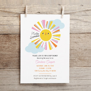 Bonjour Sunshine Girl Baby shower Invitation