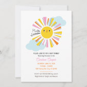 Bonjour Sunshine Girl Baby shower Invitation (Devant)