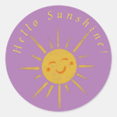 Bonjour Sunshine Happy Sun Classic Round Sticker (Devant)