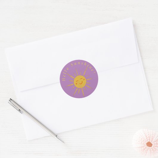 Bonjour Sunshine Happy Sun Classic Round Sticker (Enveloppe)