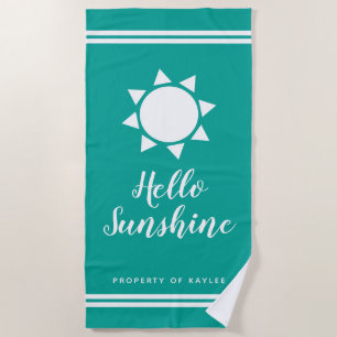 Bonjour Sunshine serviette de plage d'été avec nom