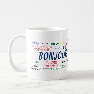 Bonjour Talen Wereldreis Kleurrijk Koffiemok