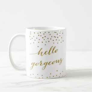 "Bonjour" - tasse blanche classique magnifique