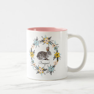 Bonjour ! Tasses de cadeau de guirlande de fleur