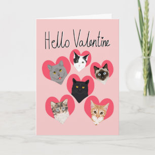 Bonjour Valentine Cats Cartes cardiaques - carte d