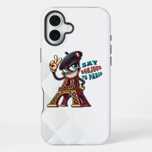 Bonjour van een vrolijke ijzeren dame iPhone 16 plus hoesje
