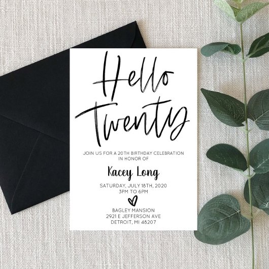 Bonjour vingt-0e Invitation anniversaire