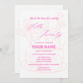 Bonjour vingt simple et moderne invitation anniver (Devant / Derrière)