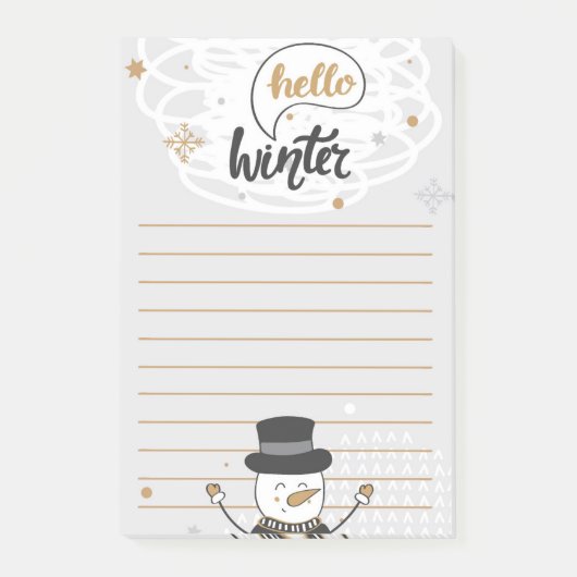 Bonjour Winter Snowman Post-It Notes (Devant)