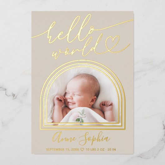 Bonjour World Arch Frame Faire-part de naissance (Recto)