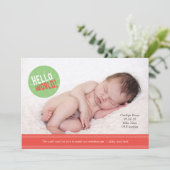 Bonjour World Baby Faire-part Card 5 x 7" (Debout devant)
