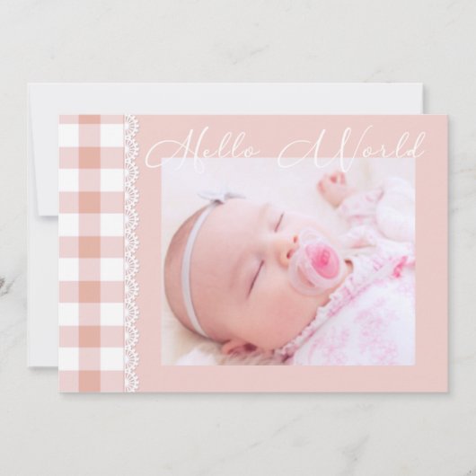 Bonjour World Baby Girl Faire-part de naissance (Devant)