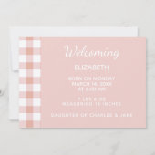 Bonjour World Baby Girl Faire-part de naissance (Dos)