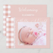 Bonjour World Baby Girl Faire-part de naissance (Devant / Derrière)