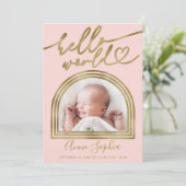 Bonjour World Chic Arch Frame Faire-part de naissa (Debout devant)