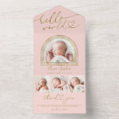 Bonjour World Chic Arch Frame Faire-part de naissa (À l'intérieur)