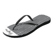 Bonjour zwarte witte strepen teenslippers (Schuin)