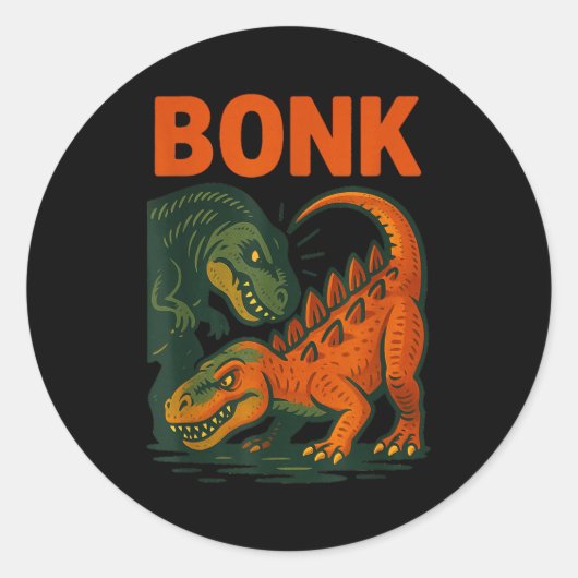 Bonk Dinosaur Funny Prehistoric Humor Design  Ronde Sticker (Voorkant)