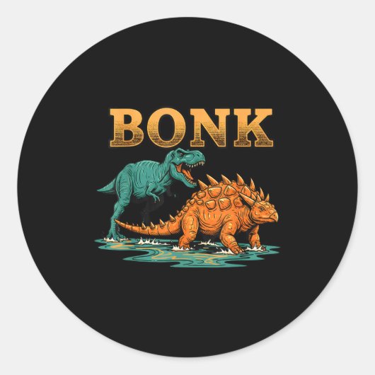 Bonk Dinosaur Funny Prehistoric Humor Design Ronde Sticker (Voorkant)