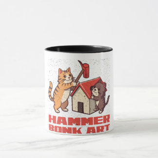 Bonk Hamer Kat Grappige Meme Retro Schattige Kunst Mok