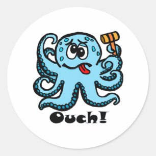 Bonk Octopus, ouch Ronde Sticker