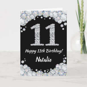 Bonne 11e anniversaire Carte Parties scintillant n