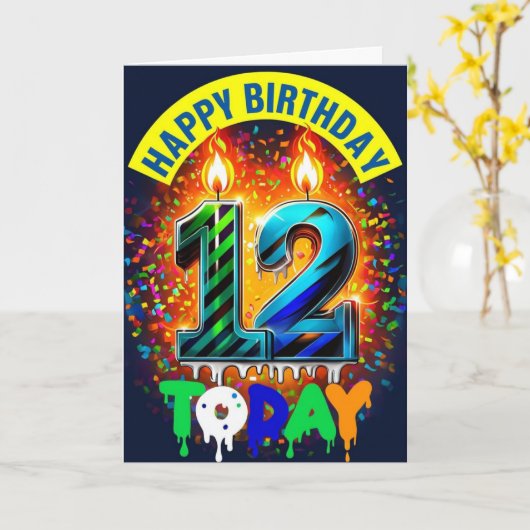 Bonne 12e carte d'anniversaire (Fleur jaune)