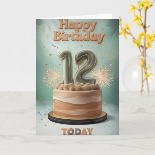 Bonne 12e carte d'anniversaire (Fleur jaune)