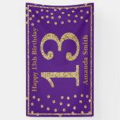 Bonne 13e anniversaire bannière violet et Parties  (Vertical)