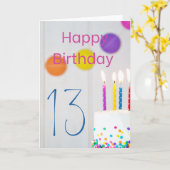 Bonne 13e anniversaire Cake Candles Carte de voeux (Fleur jaune)
