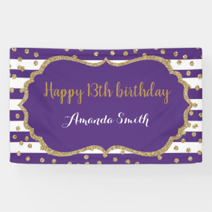 Bonne 13ème anniversaire bannière Purple Gold Pa