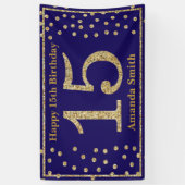 Bonne 15e anniversaire bannière Marine Blue Gold P (Vertical)