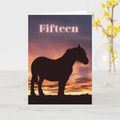 Bonne 15e anniversaire Cheval Sunset Carte de voeu (Fleur jaune)