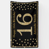 Bonne 16e anniversaire bannière Black and Gold Par (Vertical)