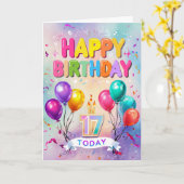 Bonne 17e carte d'anniversaire (Fleur jaune)