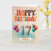 Bonne 17e carte d'anniversaire (Fleur jaune)