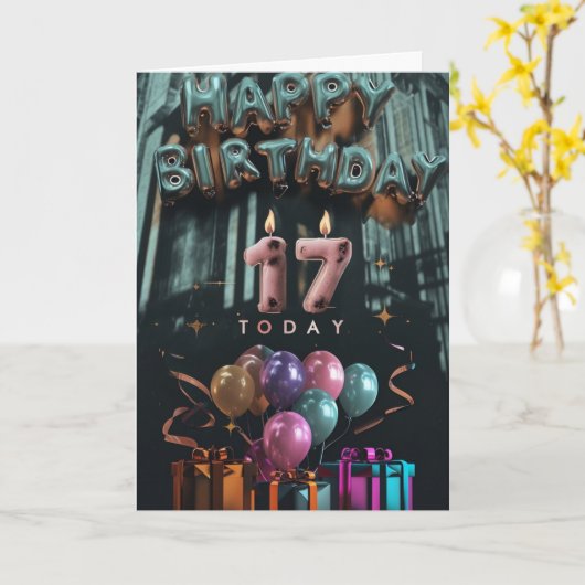 Bonne 17e carte d'anniversaire (Fleur jaune)