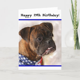 Bonne 19e anniversaire Patriotic Boxer carte de vo