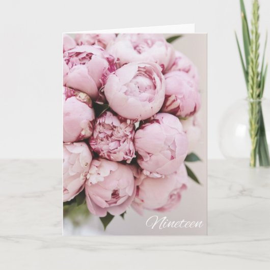 Bonne 19ème Bouquet rose Carte de voeux Anniversai (Devant)