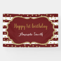 Bonne 1ère bannière anniversaire Burgundy Gold Par
