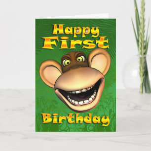 Bonne 1ère carte d'anniversaire de singe Banane d'